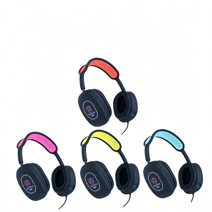 Casque filaire supra-auriculaire avec coussinets d'oreille doux. Compatible avec les téléphones et les ordinateurs, idéal pour les jeux, les cours en ligne, les appels et l’isolation phonique.