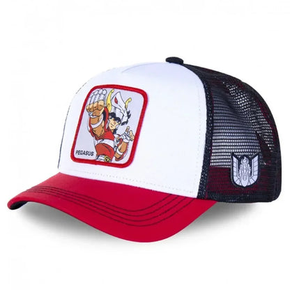 Saint Seiya Βαμβακερό καπέλο μπέιζμπολ τύπου snapback με μοτίβα anime και καρτούν για άνδρες και γυναίκες, στυλ hip hop και καπέλο trucker με πλέγμα για μπαμπάδες, Dropshipping