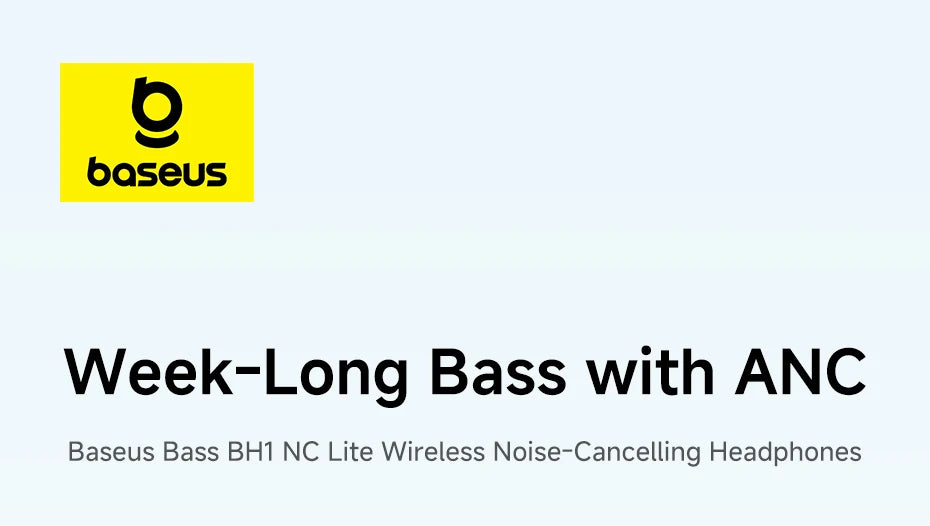 Baseus Bass BH1 NC Lite ANC Wireless Headphones Bluetooth 6.0 Noise Cancelling Headset 80H Battery Over Ear Earphones