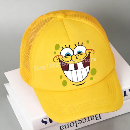 SpongeBobs Baseball Cap Kids Adult Kawaii Expression Sun Hat Summer Breathable Mesh Sunbonnet Outdoor Sports Headgear Gift New