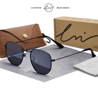 LM New Fashion Women Hexagon Sunglasses Men Retro Polarized Driving Coating Mirror Sun Glasses Goggle UV400 Eyewear gafas de sol