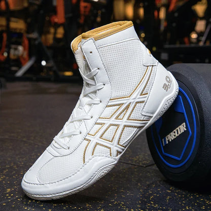 Leichte Ringerschuhe für Herren – Professionelle Box-Trainingsschuhe – Große Größen – Schwarz-Weiß – Fitnessstudio – Outdoor-Sport