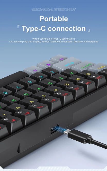 Teclado mecânico gaming com fios APAYADO K61 60% Mini Phantom RGB, 61 teclas, switches vermelhos/azuis, ergonómico, portátil para PC/portátil
