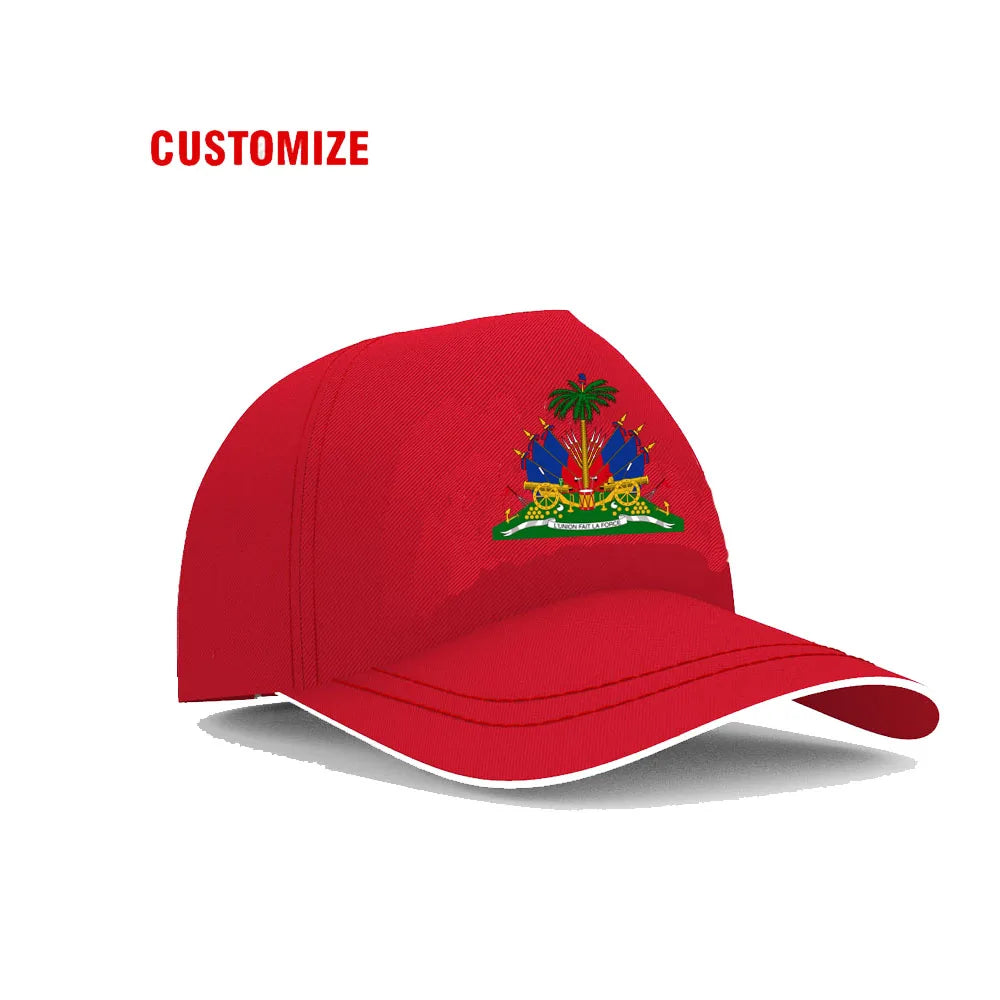 Haiti Free Custom College Name Number Team Logo Hat Hti Country Travel French Nation Haitian Republic Flag Baseball Cap