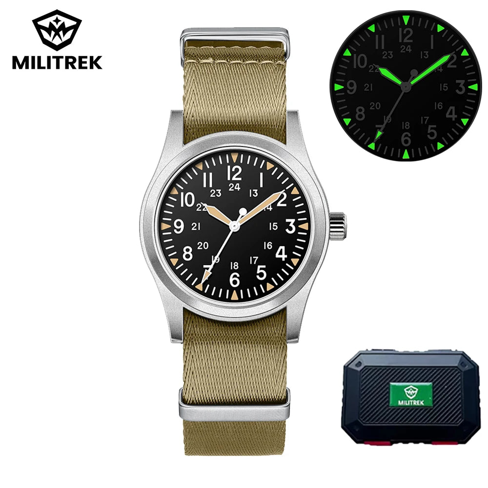 MILITREK 2026 New Military Retro Men's VH31 Quartz Watch 37mm Sapphire Stainless Steel 100m Waterproof C3 Luminous Watch for Men