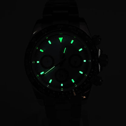20 Color Business 39mm Quartz Watch Men's Timing Sapphire Crystal VK63 Movement Calendar Luminous Blue Dial Stainless Steel Strap