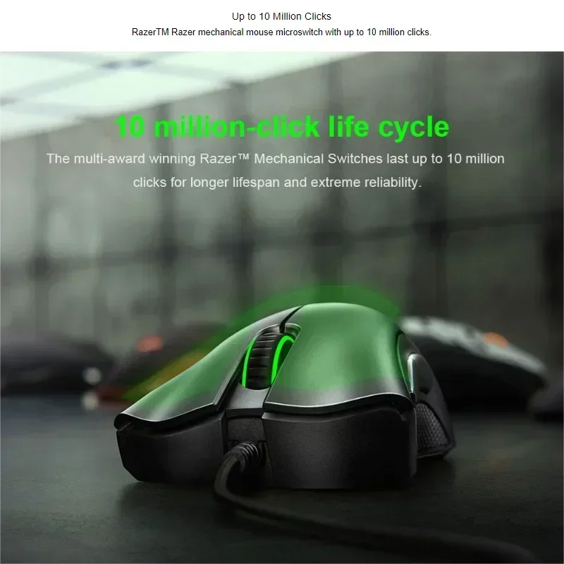 Original Razer DeathAdder Essential Wired Gaming Mouse 6400DPI Optical Sensor 5 Independent Buttons for Laptop PC Gamer