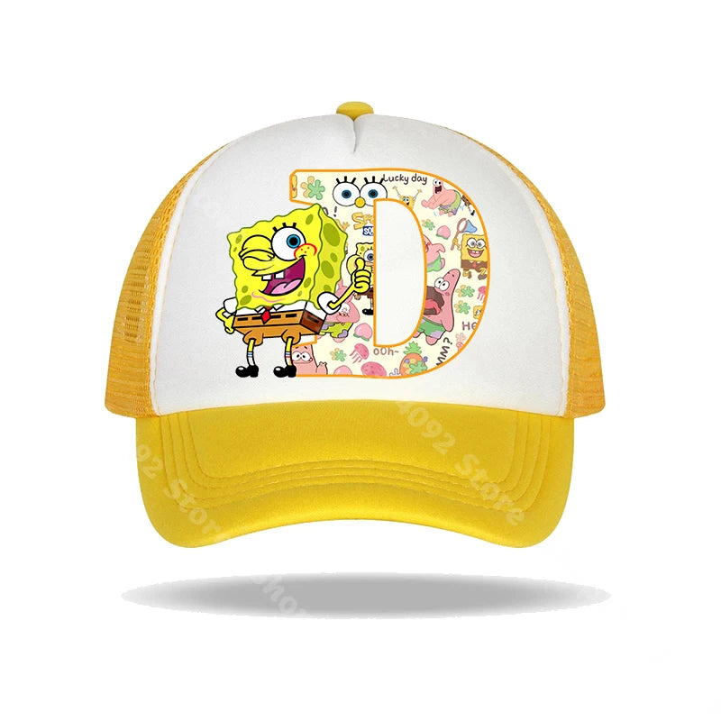 Καπέλο μπέιζμπολ SpongeBob SquarePants για παιδιά και ενήλικες με τυπωμένα γράμματα, καπέλα ηλίου, anime, καρτούν, ρυθμιζόμενα καπέλα με γείσο, καλοκαιρινό καπέλο για καθημερινή χρήση, νέο