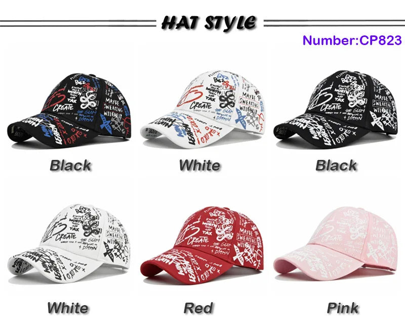 Trendy Unisex Graffiti Print Baseball Cap - Colorful Painted Visor Fashion Hat