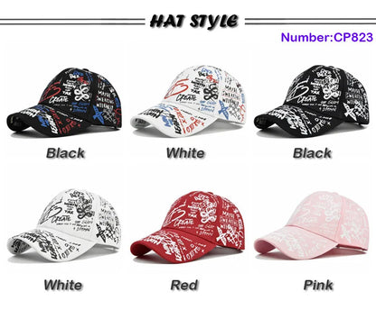Trendy Unisex Graffiti Print Baseball Cap - Colorful Painted Visor Fashion Hat