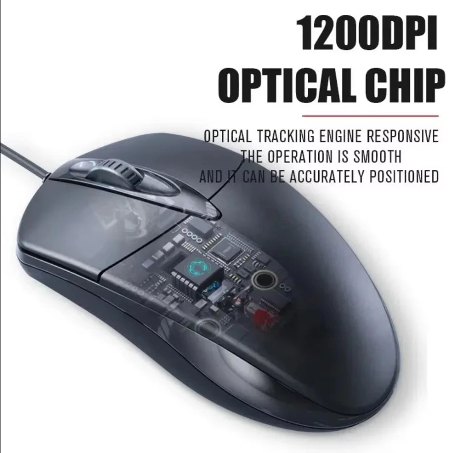 USB Optical Wired Mouse Laptop Home Office Mouse Anti Slip Roller 3D 1200DPI Game Mouse Computer Accessories For PC Desktop