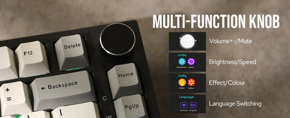 Ajazz AK820 Pro 75% Bluetooth 5.1/2.4G Wireless/Wired Gasket-mounted Mechanical Keyboard with TFT Screen for Mac/Win