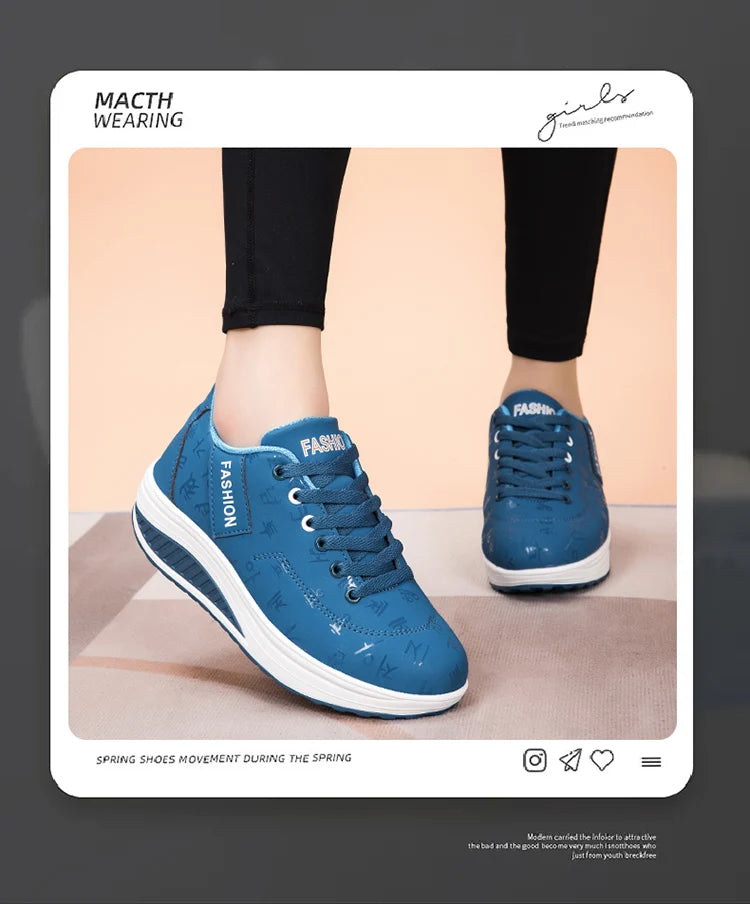 Women’s Outdoor Thick-Bottom Swinging Casual Shoes Fashion Platform Large 42 Flat-Bottom Walking Sports Shoes Walking and Running