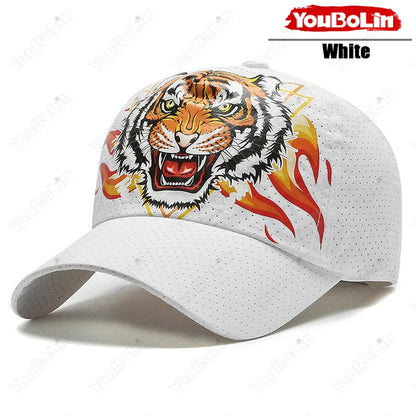 Καπέλο μπέιζμπολ «Outdoor Tiger Face», καλοκαιρινό ύφασμα ταχείας ξήρανσης, σχεδιασμός με πλέγμα και διάτρητα, καπέλο αντηλιακής προστασίας με εθνοτικό μοτίβο