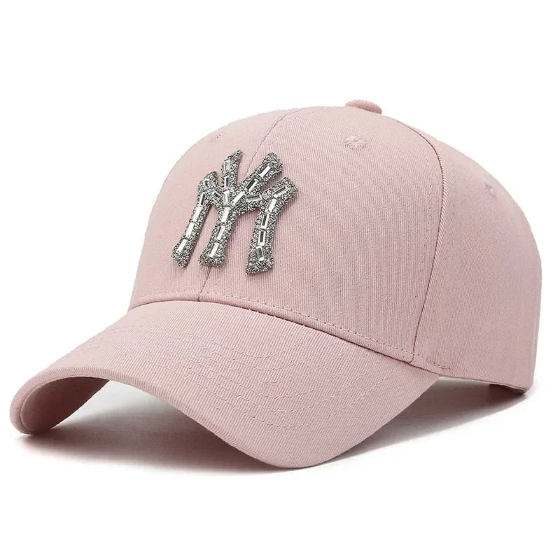 MY Rhinestone-kasket til kvinder – forår og efterår – streetwear, casual, udendørs, Duck Tongue-kasket, mode, alsidig baseballkasket, solskærm