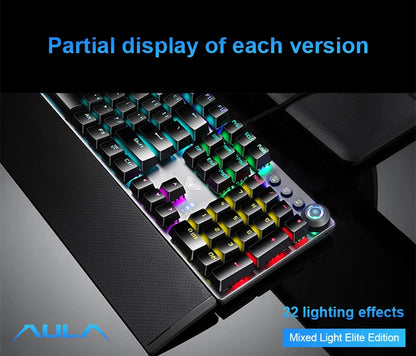 Tastiera meccanica AULA F2088 cablata da gaming con manopola multifunzione, 104 tasti, retroilluminazione Magic e programmazione macro Compu