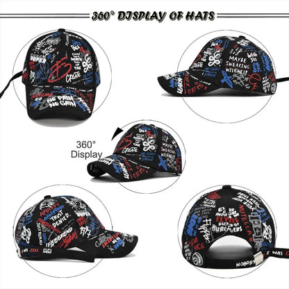 Trendy Unisex Graffiti Print Baseball Cap - Colorful Painted Visor Fashion Hat