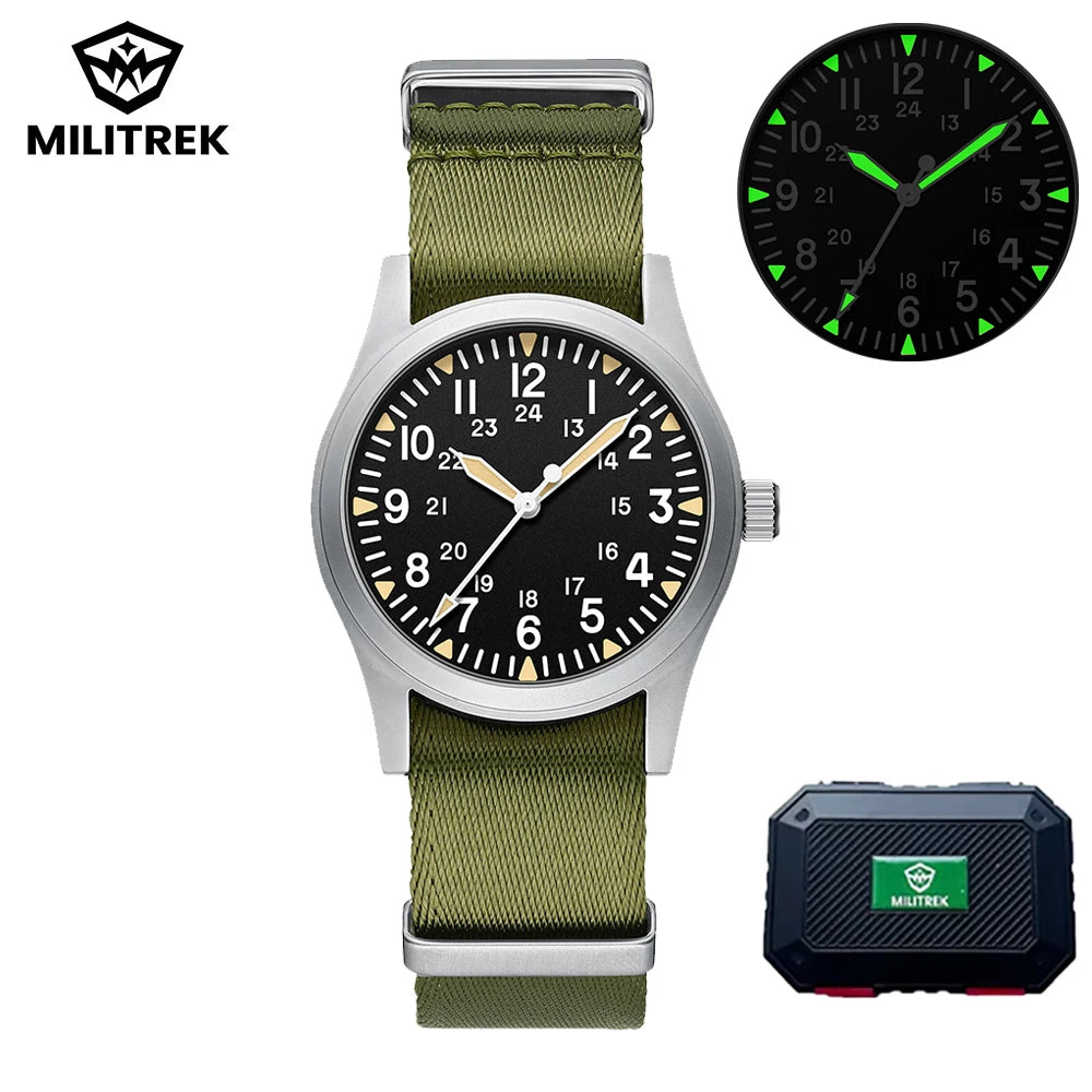 MILITREK 2026 New Military Retro Men's VH31 Quartz Watch 37mm Sapphire Stainless Steel 100m Waterproof C3 Luminous Watch for Men