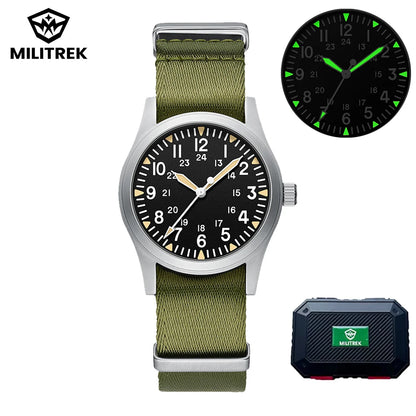 MILITREK 2026 New Military Retro Men's VH31 Quartz Watch 37mm Sapphire Stainless Steel 100m Waterproof C3 Luminous Watch for Men