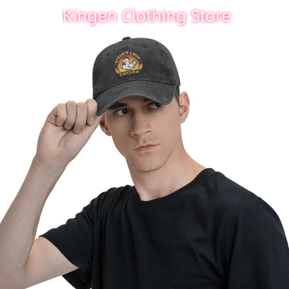 Unisex Chicken Jockey Lava Chicken Print Steves Hat Fashion Distressed Washed  Baseball Cap Adjustable