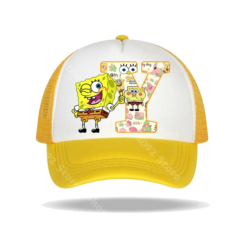 Καπέλο μπέιζμπολ SpongeBob SquarePants για παιδιά και ενήλικες με τυπωμένα γράμματα, καπέλα ηλίου, anime, καρτούν, ρυθμιζόμενα καπέλα με γείσο, καλοκαιρινό καπέλο για καθημερινή χρήση, νέο