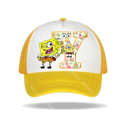 Καπέλο μπέιζμπολ SpongeBob SquarePants για παιδιά και ενήλικες με τυπωμένα γράμματα, καπέλα ηλίου, anime, καρτούν, ρυθμιζόμενα καπέλα με γείσο, καλοκαιρινό καπέλο για καθημερινή χρήση, νέο