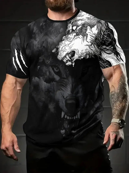 Letní trička s potiskem vlka a zvířat v 3D pro muže a ženy, hip-hopová trička s krátkým rukávem, ležérní oversized trička ve stylu Harajuku a Y2K, pánské oblečení