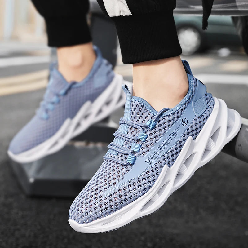 Sommer-sneakers til mænd i mesh, åndbare løbe- og tennissko til udendørs sport, Tenis Masculino, hvide casual vandresko, størrelse
