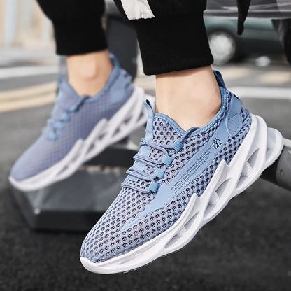 Sommer-sneakers til mænd i mesh, åndbare løbe- og tennissko til udendørs sport, Tenis Masculino, hvide casual vandresko, størrelse