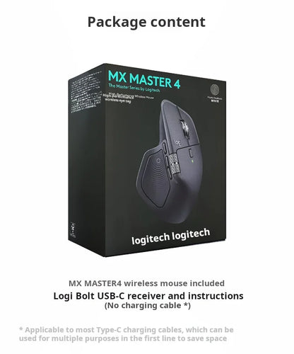 Logitech MX Master 4 Haptic Feedback Actions Ring MagSpeed 8000DPI Ergonomic Wireless Bluetooth Mouse 70-Day Battery