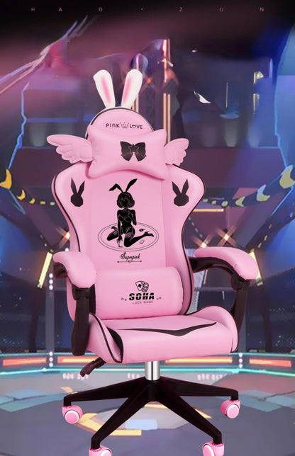 Pink Gaming Chair High-Quality Girls Cartoon Home Live Gamer Chair Comfortable Swivel Chair Adjustable Office Computer Chair