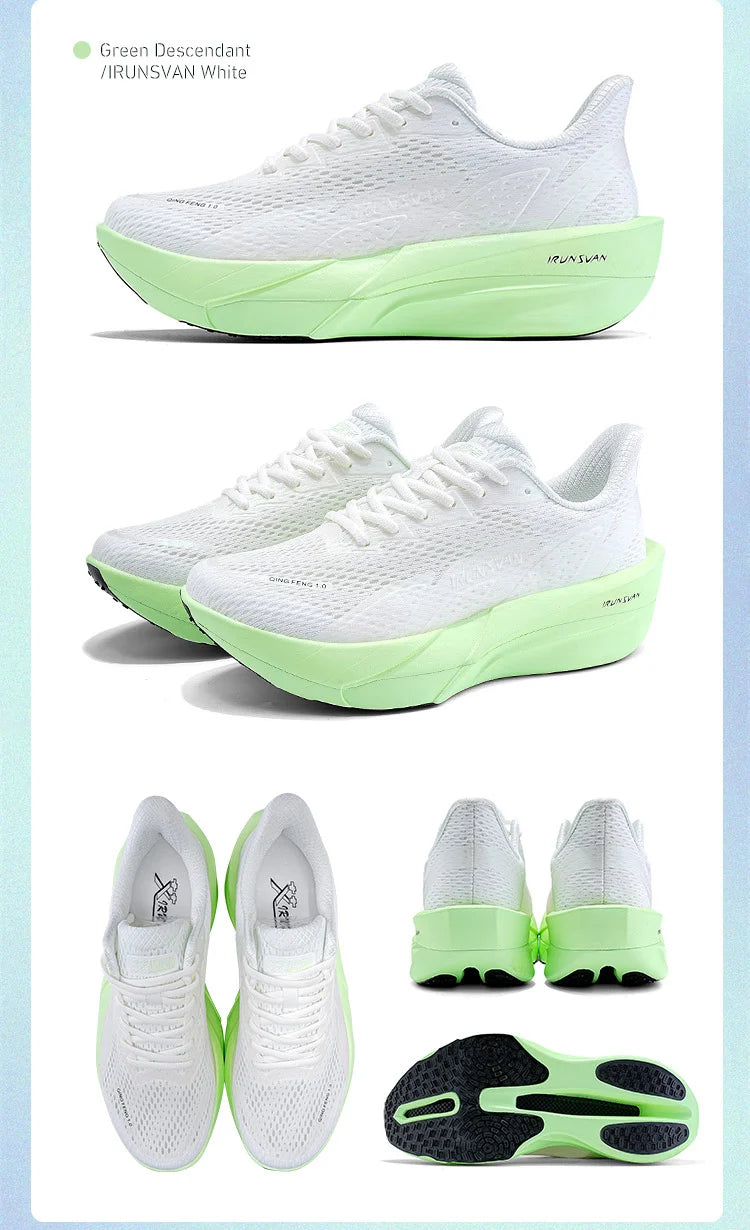 IRUNSVAN Carbonfaser-Sneaker – Laufschuhe für Anfänger und Fortgeschrittene – atmungsaktiv und bequem – Trainingsschuhe mit dicker Sohle – Unisex 130