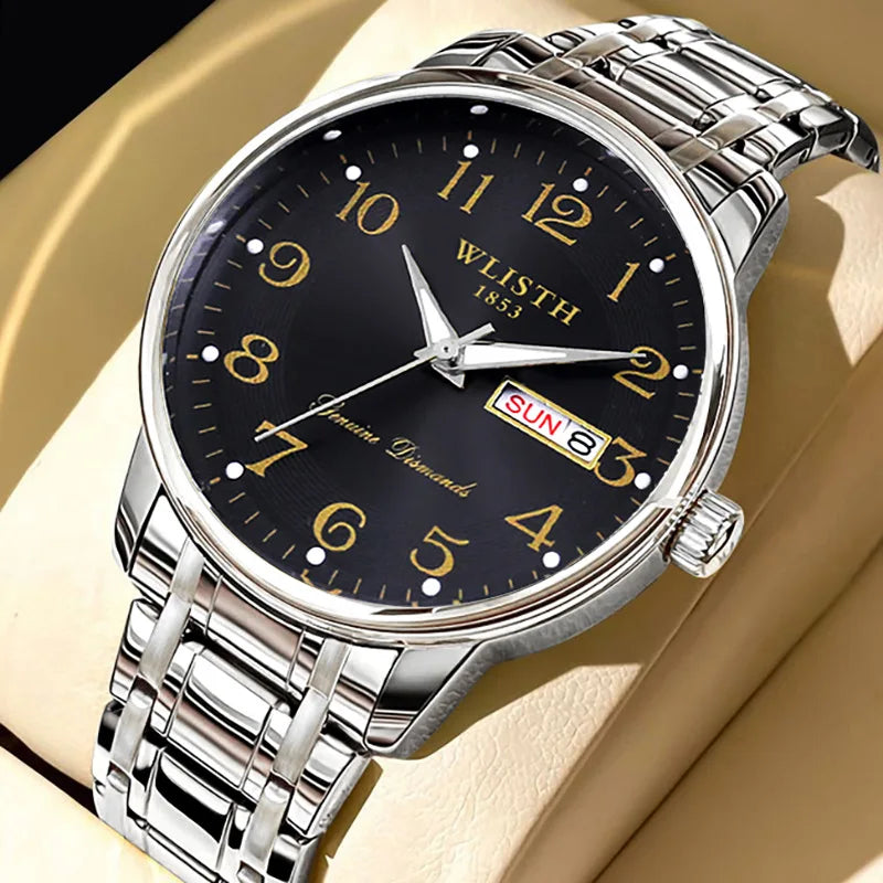 Montre de luxe pour femme, montre à quartz, montre-bracelet numérique, étanche, avec calendrier et affichage lumineux; style mode et professionnel, convient aussi aux hommes.