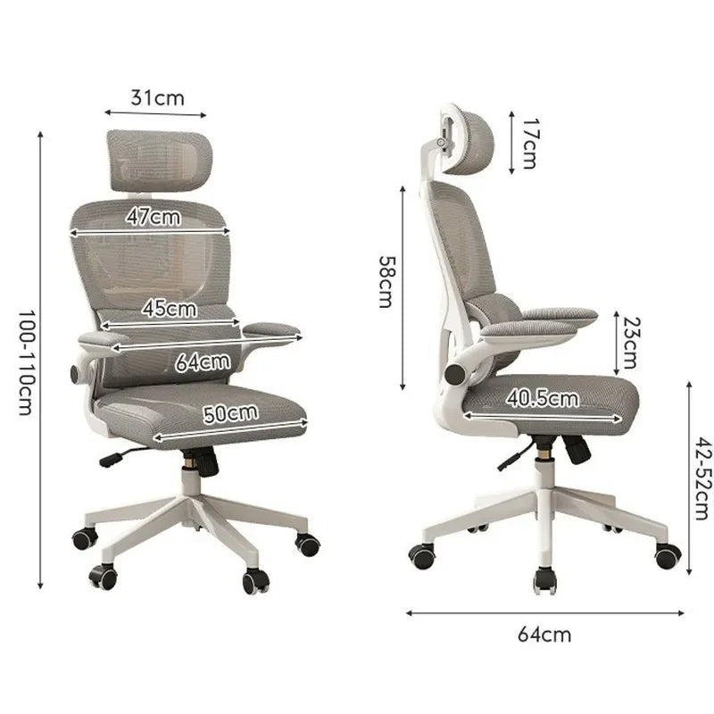 Chaise ergonomique pour ordinateur, protection lombaire, dossier respirant, chaise relevable, pour la maison et le bureau, idéale pour les postures assises prolongées.