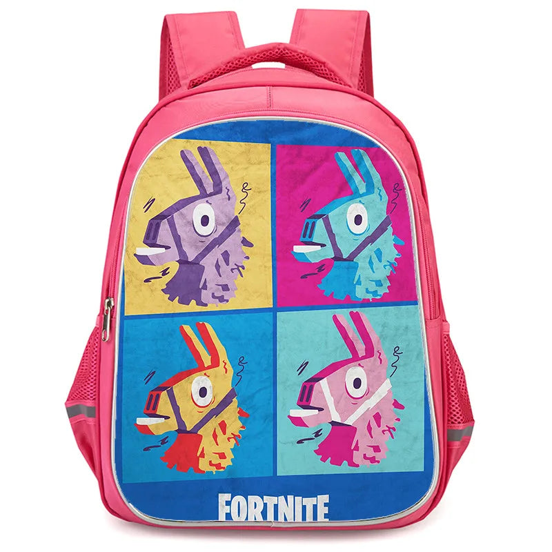 16 Inch Fortnite Cartoon Backpack Unisex for Boys Girls with Dual Zippers Large Capacity Lightweight Student Backpack