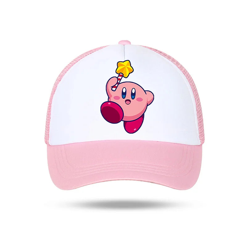 Kirby Summer Baseball Polyester Hats Universal Casual Cap Truck Driver Cartoon Peripheral Items Adult Adjustable Children Action