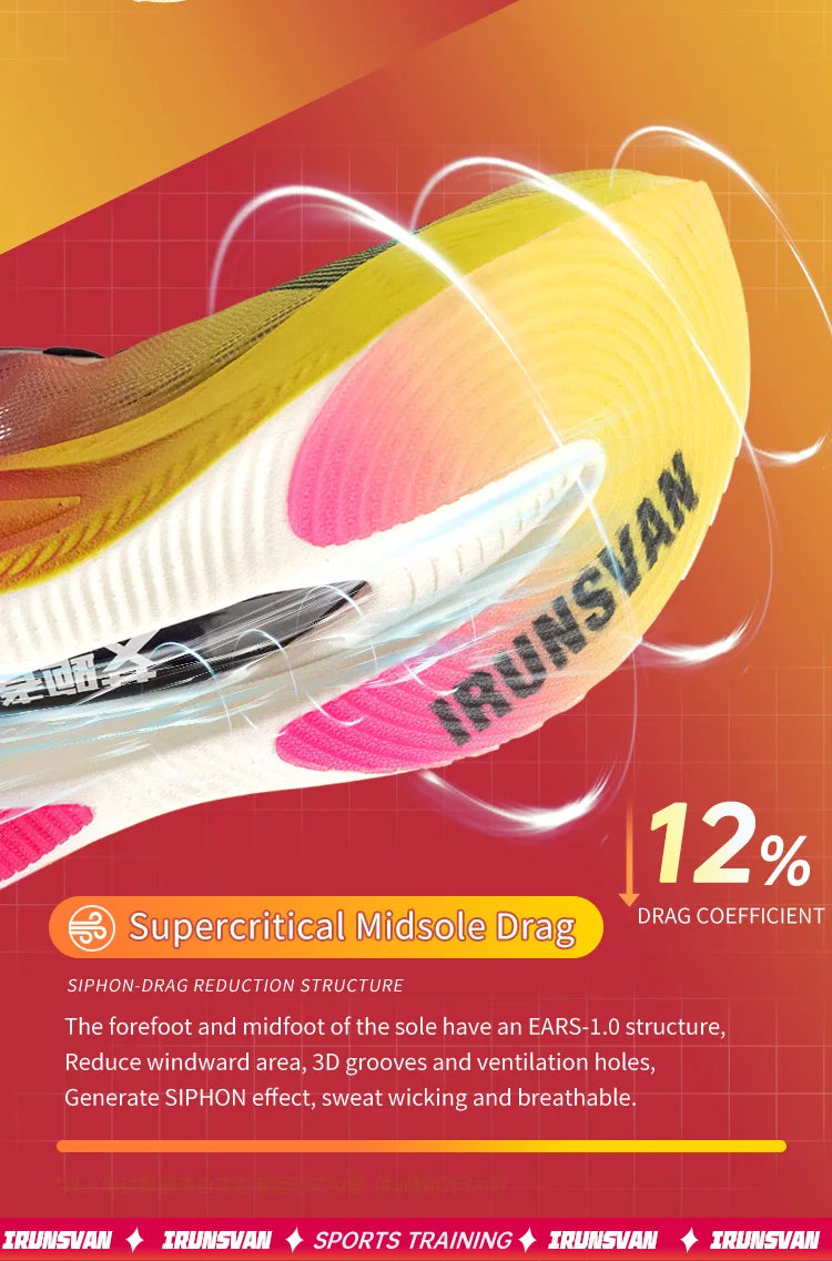 IRUNSVAN Nylon Carbon Plate Professional Marathon Running Shoes for Man Lightweight Cushioning Training Outdoor Sneakers Women