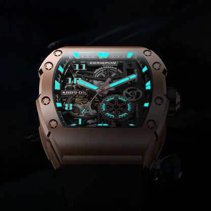 Custom Men's Watch Luxury Automatic Watches for Men High-end Hollow Rose gold Stainless Steel Mechanical Wrist Watch Reloj Clock
