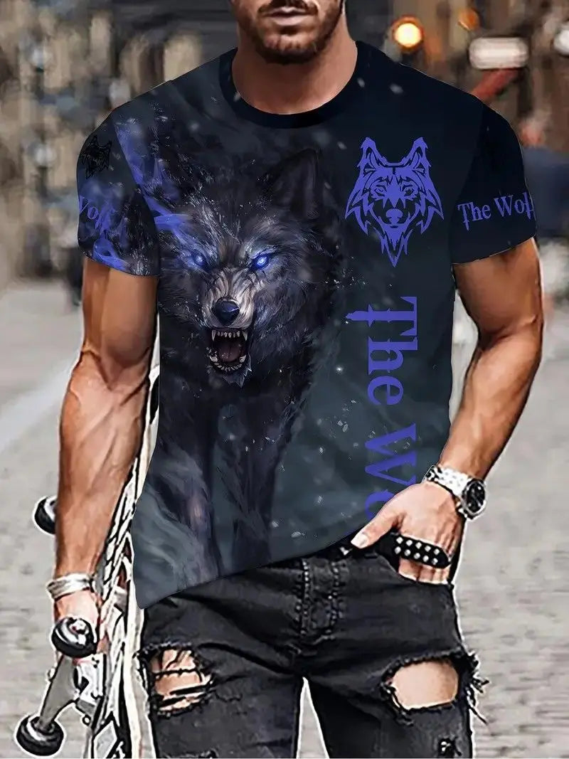 Letní trička s potiskem vlka a zvířat v 3D pro muže a ženy, hip-hopová trička s krátkým rukávem, ležérní oversized trička ve stylu Harajuku a Y2K, pánské oblečení