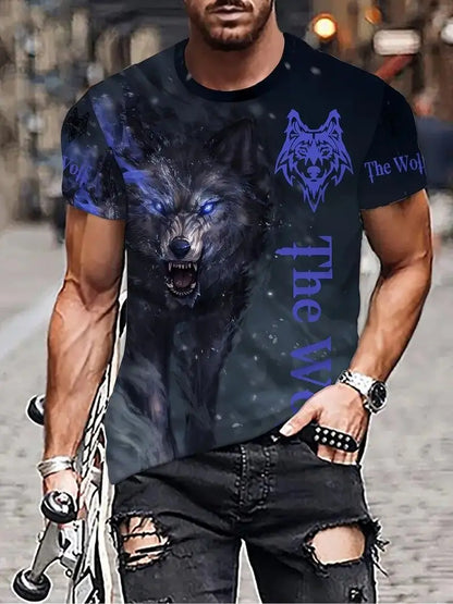 Letní trička s potiskem vlka a zvířat v 3D pro muže a ženy, hip-hopová trička s krátkým rukávem, ležérní oversized trička ve stylu Harajuku a Y2K, pánské oblečení