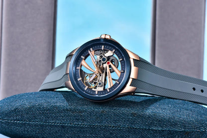Ανδρικό ρολόι PAGANI DESIGN – Πολυτελές αυτόματο μηχανικό μοντέλο, τύπου «σκελετού» (με ανοιχτή καρδιά), εξοπλισμένο με τουρμπιγιόν, ζαφειρένιο κρύσταλλο με αντιανακλαστική επίστρωση, αδιάβροχο και φωταυγές.