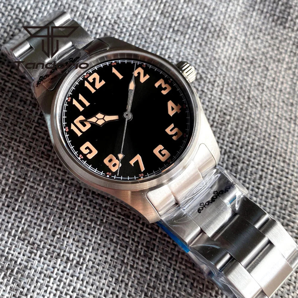 Tandorio 39 mm – męski zegarek automatyczny typu pilot nurkowy, mechanizm NH35/PT5000/Miyota8215, szafirowe szkło AR, wodoodporność 20 barów, świecące wskaźniki
