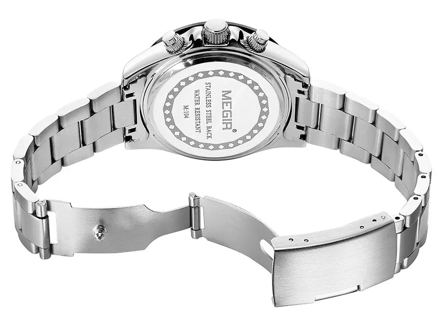 Montre homme MEGIR, marque de luxe, montre de sport à quartz, bracelet en acier inoxydable, étanche, chronographe, montre-bracelet