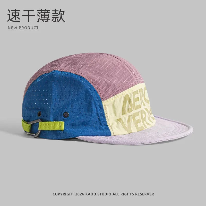 Japanese Retro Color Matching 5-panel Baseball Caps for Men Summer Outdoor Camping Leisure Sun Protection Niche Women's Hats