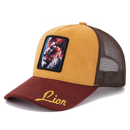 Czapka typu trucker unisex z naszywką w wzór Grizzlies, zamszowa czapka przeciwsłoneczna, letnia czapka baseballowa z motywem zwierzęcym dla mężczyzn i kobiet