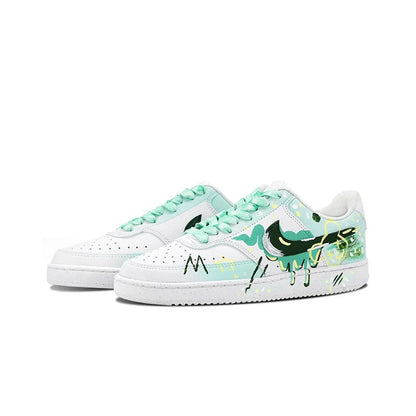 Custom Sneakers Nike Court Vision 1 "Mint Gorgeous"  Huiya Handcrafted  High Street Campus  Non-Slip Men's Sneakers