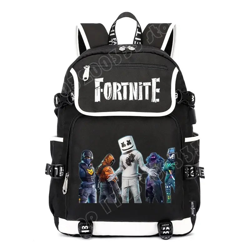 Zaino Fortnites di grande capacità, borsa casual a tracolla con porta USB, unisex, stile anime, cartella per studenti, nuovo regalo di cancelleria elegante
