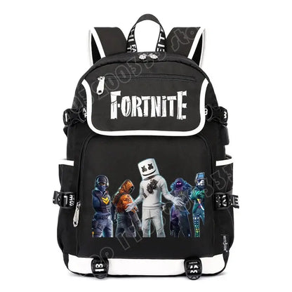 Zaino Fortnites di grande capacità, borsa casual a tracolla con porta USB, unisex, stile anime, cartella per studenti, nuovo regalo di cancelleria elegante