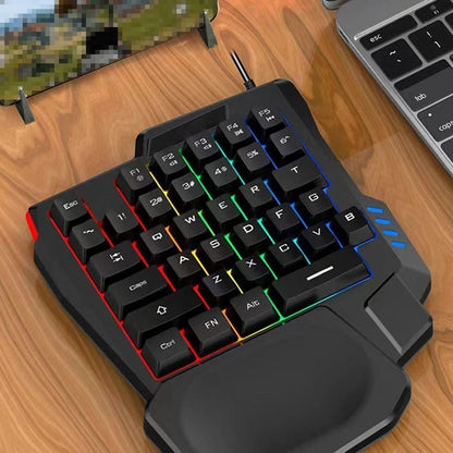 1pc RGB Gaming Keyboard Single Hand Mini USB Ultra-slim Wired 35-Keys One-Handed Backlight Keyboard For Computer PC Laptop