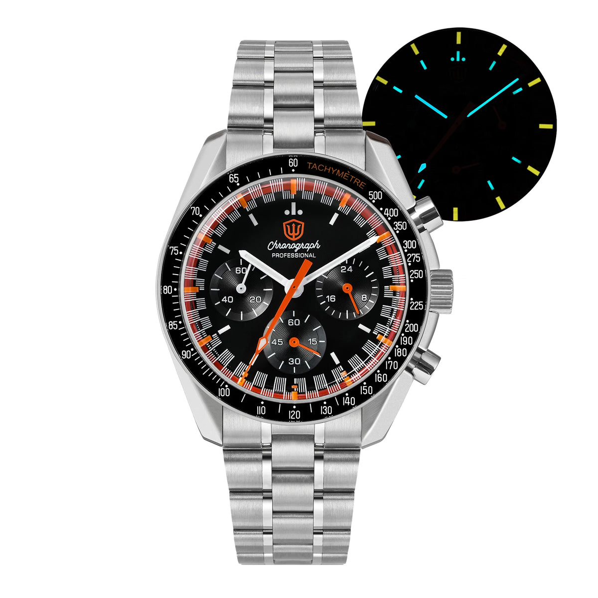 Watchdives WD1863 Watch VK63 Quartz Chronograph Movement Bubble Sapphire Crystal 100m Waterproof Luminous 39mm Vintage Watches